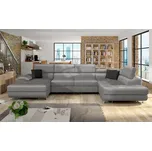 Sedací rozkládací souprava do U SAN DIEGO - šedá / černá, pravý roh