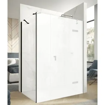 Hüppe Astra Boční stěna pro dveře s protisegmentem, 90 cm, černý profil/čiré sklo PX0503.123.322