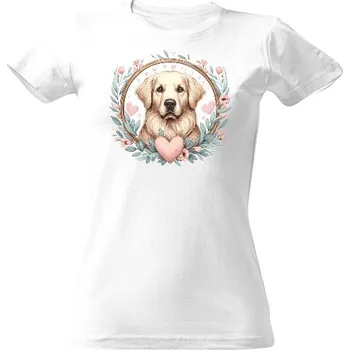 Dámské tričko Tričko s potiskem Zlatý retríver srdce dámské