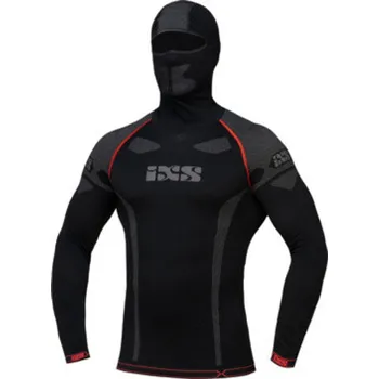 Pánské termo spodní prádlo IXS Funkční triko s kuklou 365 HOOD Černo-Šedé - Velikost XL-2XL