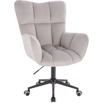 Otočné křeslo Alta velur na černé podstavě s kolečky - světle šedá