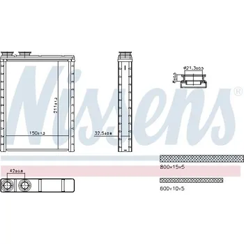 Výměník tepla Výměník tepla, vnitřní vytápění NISSENS 707286