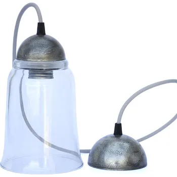 Závěsné svítidlo Starostříbrná patina + skleněné stínidlo "Zvonek"