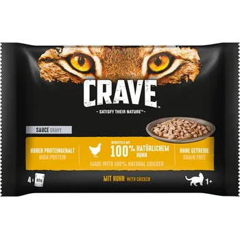 Krmivo pro kočku 4x85g Crave Pouch Multipack - Omáčka s kuřecím