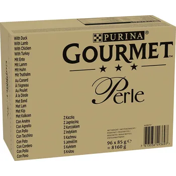 Krmivo pro kočku 96x85g Megapack Gourmet Perle - Kachna, Jehněčí, Kuře, Krůta