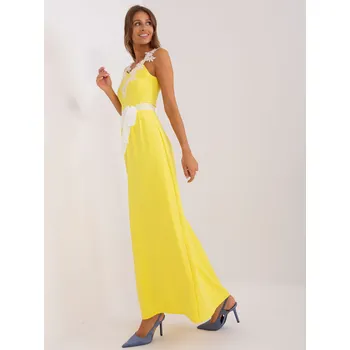 Dámské šaty Večerní šaty s páskem LK-SK-506640.05P žluté