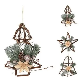 Vánoční dekorace dekorace závěsná VÁNOČNÍ 25cm RATAN/PV mix