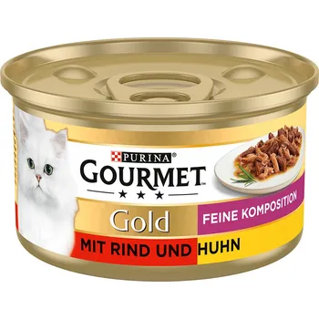 Krmivo pro kočku 24x85g Gourmet Gold Fine Composition - hovězí a kuřecí