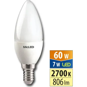 Osvětlení MCLED Žárovka LED 7W-60 E14 2700K 180° svíčka ML-323.033.87.0