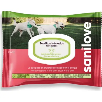 Vlhčený ubrousek 2 x 40 ubrousků Sanilove Aloe Vera Dog