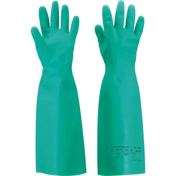 Pracovní rukavice ANSELL SOL-VEX 37-185 / Antistatické dlouhé nitrilové rukavice s reliéfním povrchem - zelená 9