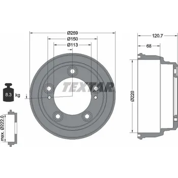 Brzdový buben Brzdový buben TEXTAR 94046600