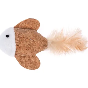 Hračka pro kočku 1ks TIAKI korková rybka se šantou kočičí