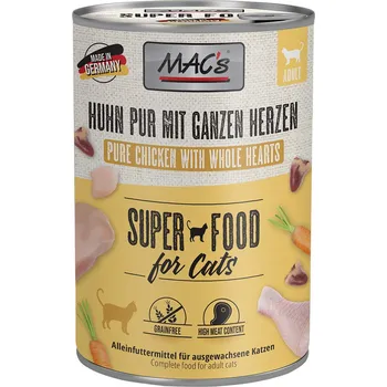 Krmivo pro kočku 6x400g MAC's Cat - kuřecí s drůbežími srdíčky