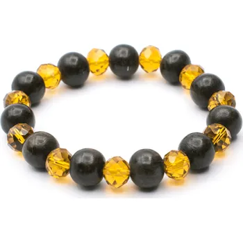 Náramek Milujeme Kameny Dřevěné korálky a křišťálové sklo - náramek kulička M32NK67 278595