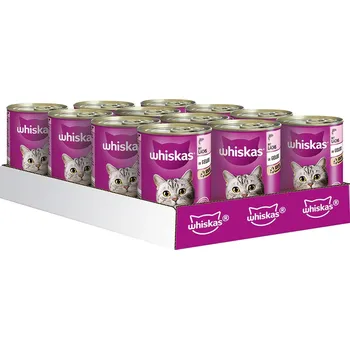 Krmivo pro kočku 12x400g Whiskas 1+ konzerva - 1+ losos v želé