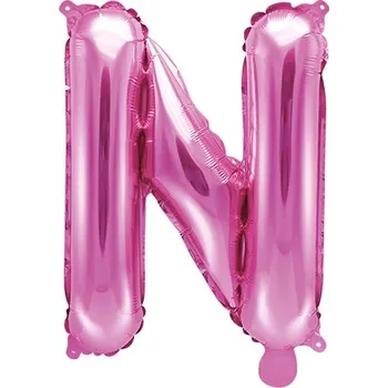 Balónek PartyDeco Fóliové písmeno N růžové, 35 cm