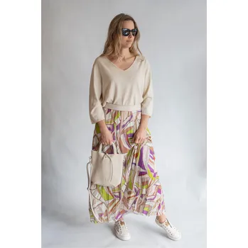 Dámský svetr Svetřík do "V" 3/4 rukáv 19076 Damod barva: béžová, velikost: M