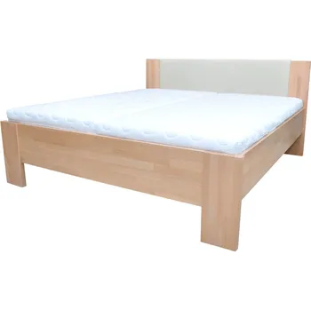 Postel Dřevěná postel Nikoleta čalouněné čelo 200x140 Dub Doprava ZDARMA.
