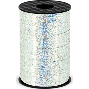 Stuha PartyDeco Stuha plastová stříbrná holografická, 225 m