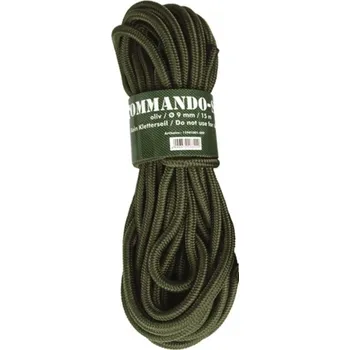 Lano Padáková šňůra - Oliv 9mm/15m (Padáková šňůra - Olivová o délce 15m a šířce 0,9cm, nosnost cca 500kg.)