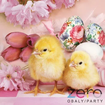 Papírový ubrousek Ubrousky Maki 7324043 Kuřátka na růžovém