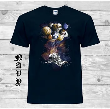 Chlapecké tričko detske-levne-bavlnene-tricko-potisk-kosmonaut-astronomie Barva: Navy - tmavě modrá, velikost: 128