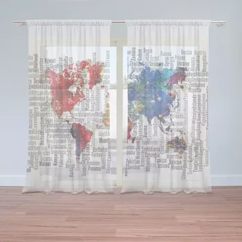 Záclona Záclony Jména států: 2 ks - 150x250 cm - Sablio