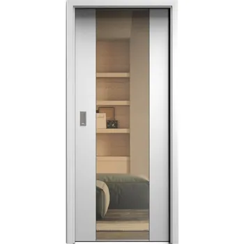 Interiérové dveře SAPELI HARMONIE KOMFORT M40 - CPL LAMINÁT - POSUVNÉ DVEŘE VČ. ZÁRUBNĚ - bílá pór Průchozí šířka (cm): 90, Průchozí výška (cm): 197, Typ skla: Planibel bronz