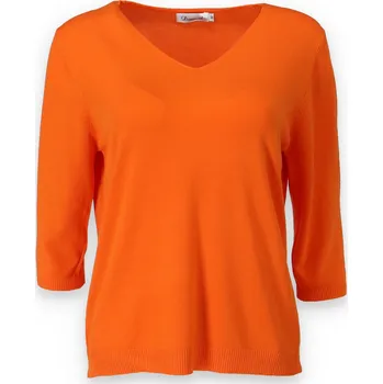 Dámský svetr Svetřík do "V" 3/4 rukáv 19076 Damod barva: oranžová, velikost: S