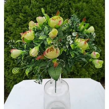 umělá květina Kytice pryskyřníku, žlutozelená