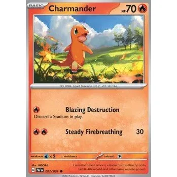 Karetní hra Pokémon PAF 007/091 Charmander - Paldean Fates Stav: Near Mint, Verze: REVERSE HOLO