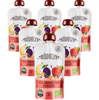 Rudolfs Jablko, banán, sušená švestka, sušenky BIO 6x110 g