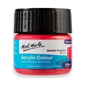 Vodová barva Mont Marte akrylová barva,100ml, metalická tm. růžová(Metallic Magenta)