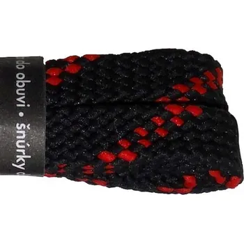 Tkaničky do bot Trekkingové tkaničky ploché černočervené, délka 110 cm