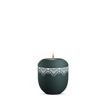 Smuteční dekorace Keramická miniurna Mandala - Smaragdová