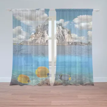 Záclona Záclony Skála v moři: 2 ks - 150x250 cm - Sablio