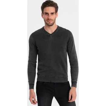 Pánský svetr Praný pánský svetr s výstřihem do V V1 OM-SWOS-0108 černý