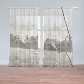 Záclona Záclony Ležící zedníci na traverze: 2 ks - 150x250 cm - Sablio