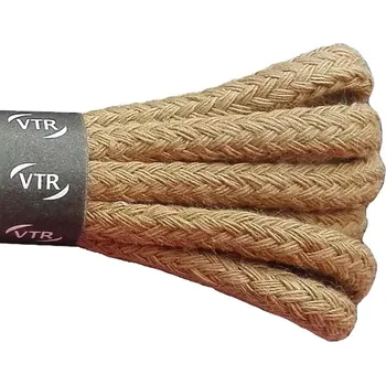 Tkaničky do bot Bavlněné kulaté tkaničky silné pískové, délka 100 cm