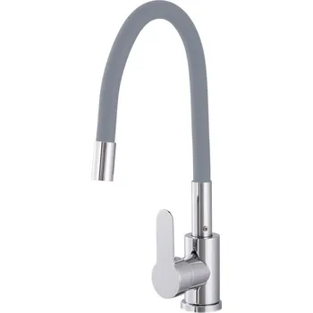 Vodovodní baterie Gamma Flex 2000, stojánková dřezová baterie s flexibilním ramenem, šedá-chromová, GMA-BFX-2000G