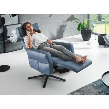 Křeslo Kožené polohovací televizní křeslo RONDO s manuálním polohováním