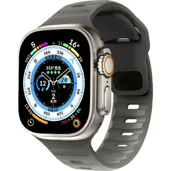 Příslušenství k chytrým hodinkám Robusní silikonový vroubkovaný řemínek pro Apple Watch 42/44/45/46/49mm Barva: Tmavě šedá