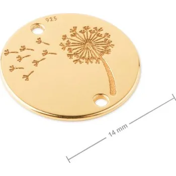 Přívěsek Stříbrný spojovací díl pampeliška pozlacený 24K zlatem