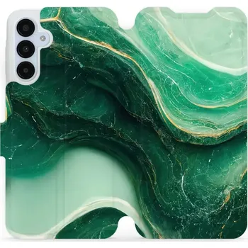 Pouzdro na mobilní telefon Flipové pouzdro Mobiwear - Samsung Galaxy A25 5G - VP38S Zelený mramor (Knížkové flip pouzdro, obal, kryt na mobil Samsung Galaxy A25 5G - VP38S Zelený mramor, materiál Umělá kůže + TPU - ochrana 360°, stojánek, silikonová vanička, magnetické zavírání)