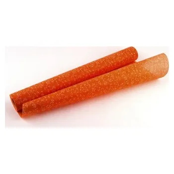 Vlizelín aranžerský a dekorativní se vzorem lístků ORANŽOVÁ S BÍLOU