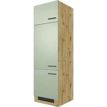Šatní skříň Skříň na vestavnou lednici Flex Well Cara ŠxHxV 60 x 57 x 200 cm barva čela zelená matná barva korpusu dub světlý