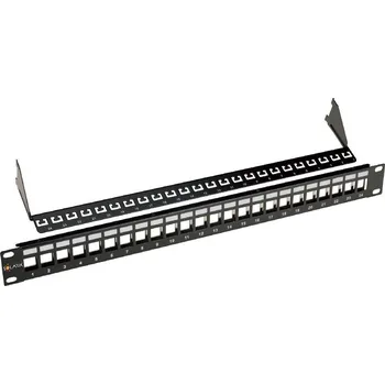 Patch panel 19" modulární neosazený patch panel Solarix 24 portů černý 1U SX24M-0-STP-BK-UNI