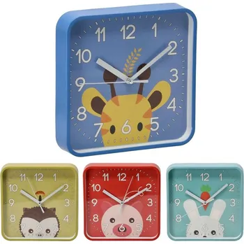 Hodiny hodiny 20x20x3,5cm, ZVÍŘÁTKA, 4druhy, dětské, nástěnné