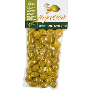 oliva Zelené řecké olivy plněné mandlemi 250g MY OLIVE
